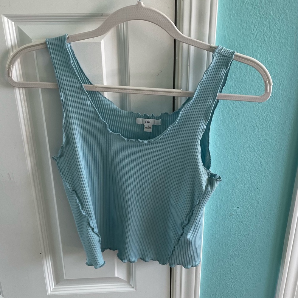 bp Women's Blue Ribbed Tank Top